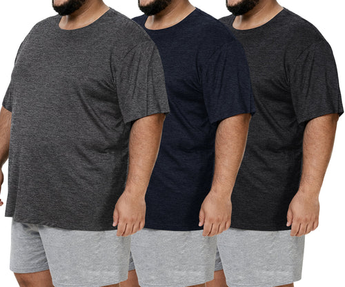 3 Pack Men's Big and Tall Shirts - Short Sleeve Workout Quick Dry T-Shirts