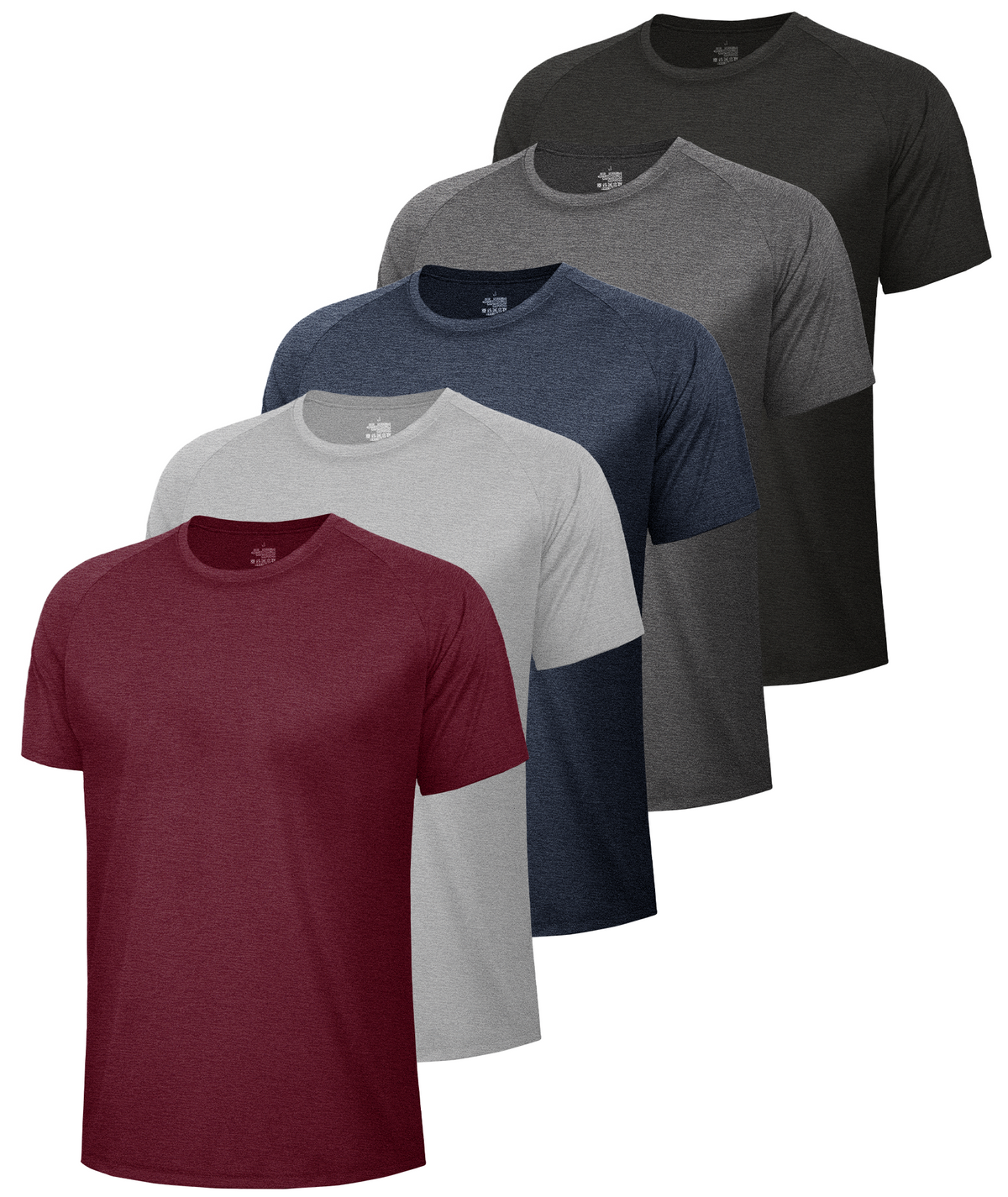 5 Pack Workout Shirts for Men Gym Black Moisture Wicking Quick Dry T Shirts