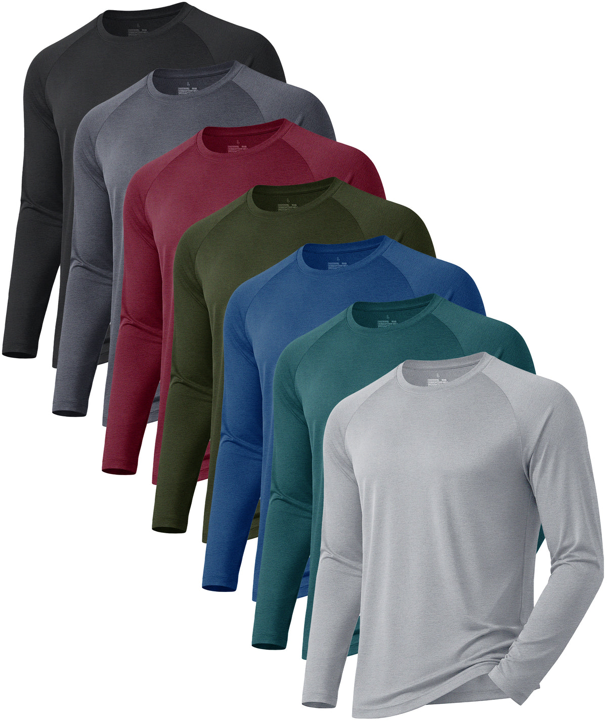 7 Pack Long Sleeve Shirts for Men Quick Dry UV Sun Protection Gym T-Shirts