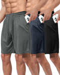 3 Pack Gym Basketball Mens Shorts - Quick Dry Athletic Shorts with Pockets (S-6XL)